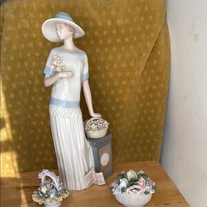 Porcelain Lady Figurine with Floral Basket
